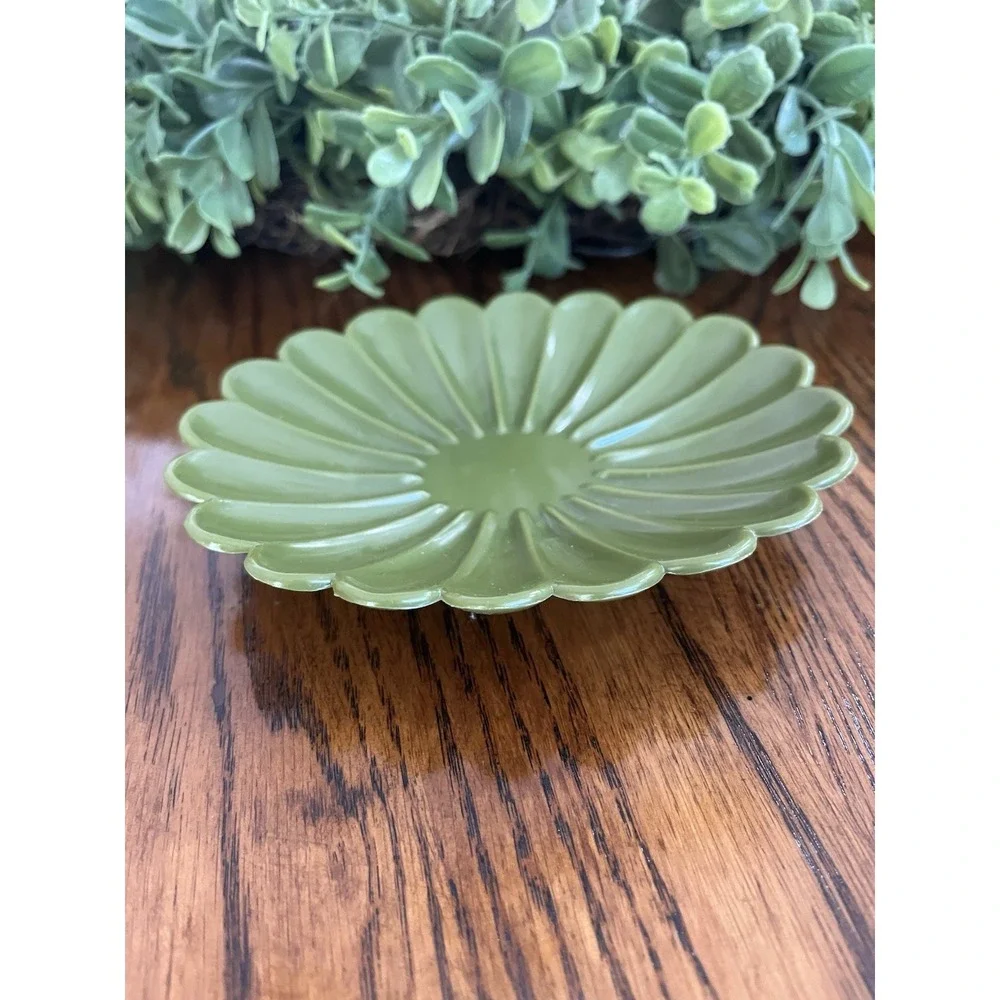 Vintage Soap Dish Tray Avocado Green 1960s Retro USA Bathroom Kitchen
